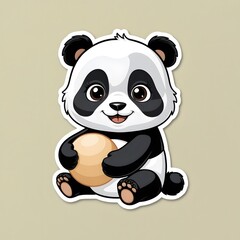 Fototapeta premium Playful Panda 3D Sticker with Adorable Expression