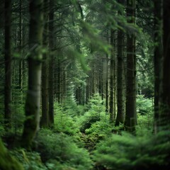 Obraz premium The forest is alive with the sounds of nature, from rustling leaves to the calls of distant animals