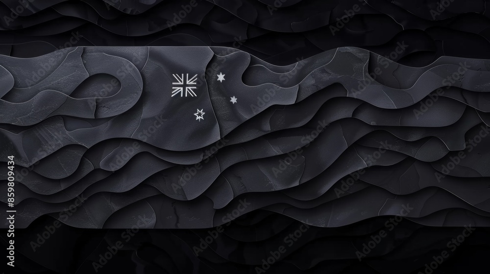Poster paper mockup background design featuring the australian flag in a wavy pattern.