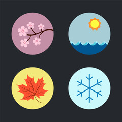 Vector symbol for seasons: spring, summer, autumn, and winter.