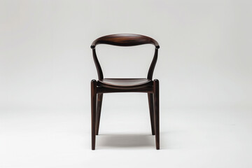 a wooden chair with a leather seat on a white background