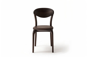 a wooden chair with a leather seat on a white background