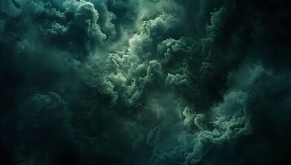 a plane flying through a dark cloud filled sky