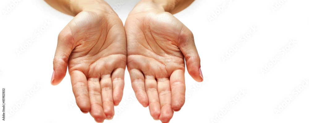 Poster two hands are shown with a white background. the hands are open and the fingers are spread out. conc