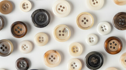 assorted vintage sewing buttons collection on white background