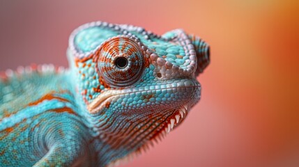 Fototapeta premium chameleon wearing sunglasses on a solid color background