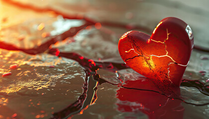 Heartbreak is the scar that remains after loves wounds heal. Heart on the sidewalk cracked.