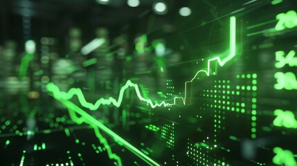 Bullish Stock Market Graph with Ascending Green Arrow for Financial Growth and Investment