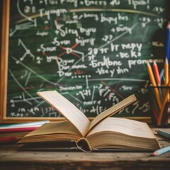 Open Book on Wooden Table