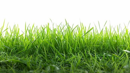 Obraz premium Green grass blades isolated on white background.