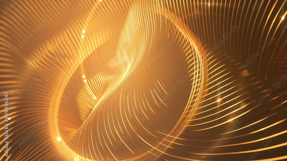 Poster abstract gold circle lines with dynamic gradient light and waves, perfect for high-end designs