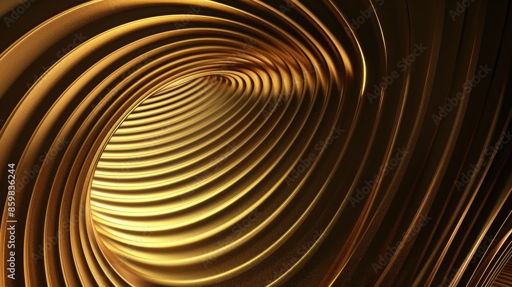 Poster abstract gold circle lines with dynamic gradient light and waves, perfect for high-end designs