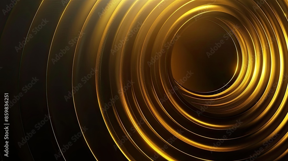 Poster abstract gold circle lines with flowing gradient light and dynamic waves, suitable for premium visua