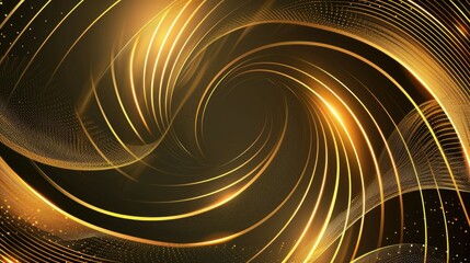 Fototapeta premium Abstract gold circle lines with dynamic gradient light and waves, perfect for high-end designs