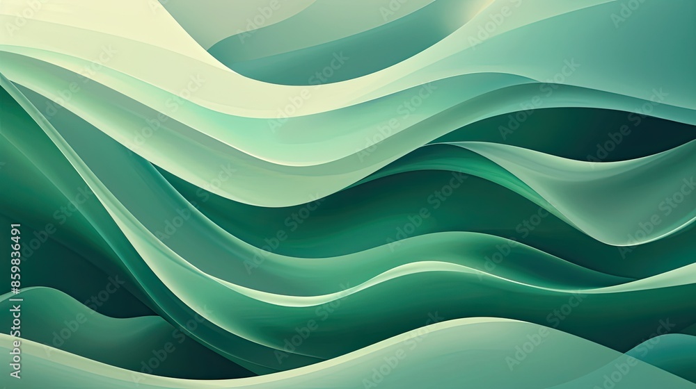 Poster abstract green gradient with soft waves, suitable for contemporary web design
