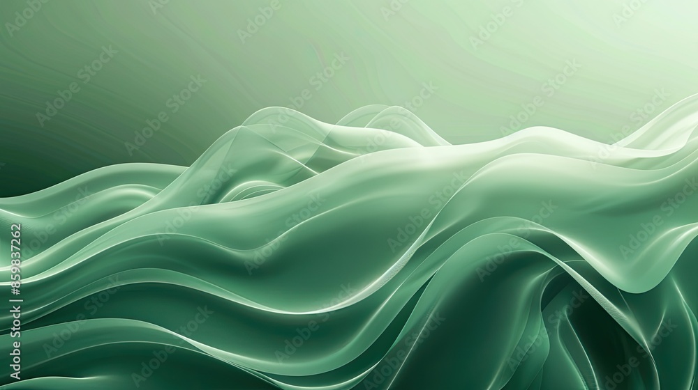 Poster elegant green gradient background with smooth wave patterns, perfect for branding