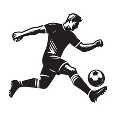 a black football player playing football, silhouette vector illustration