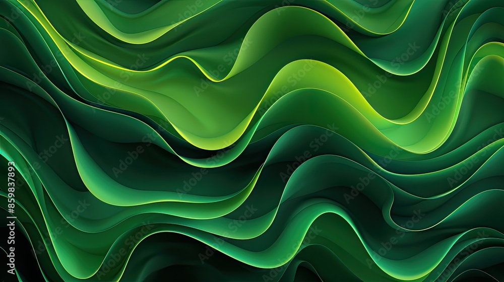 Poster modern abstract green gradient with fluid waves, ideal for professional use