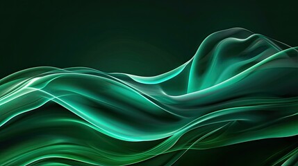 Obraz premium Modern abstract green gradient background with flowing waves, perfect for tech designs