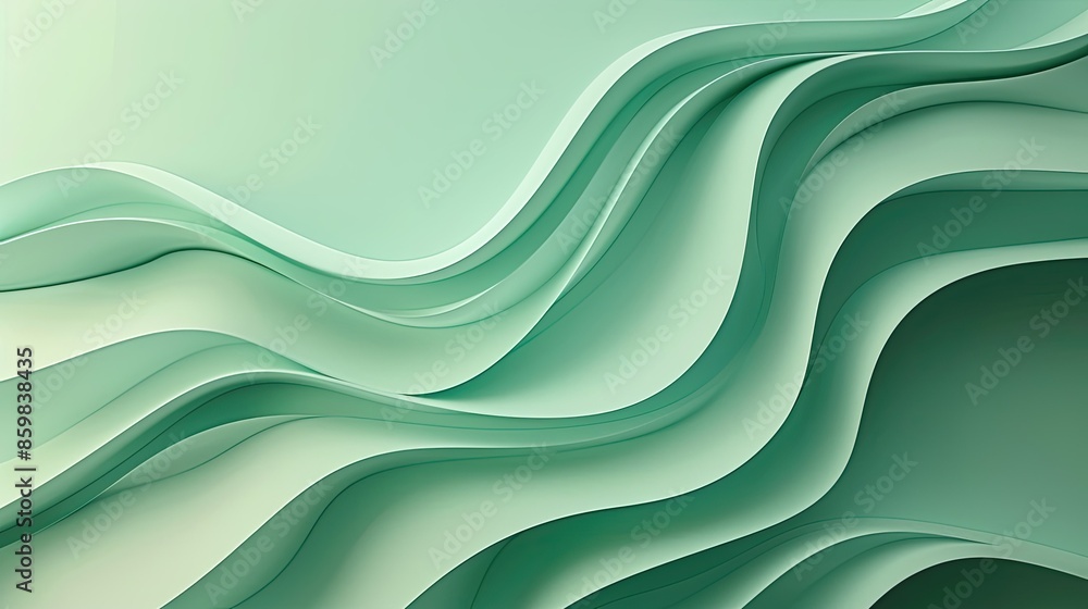 Poster Smooth green gradient background with elegant waves, ideal for tech and startup visuals