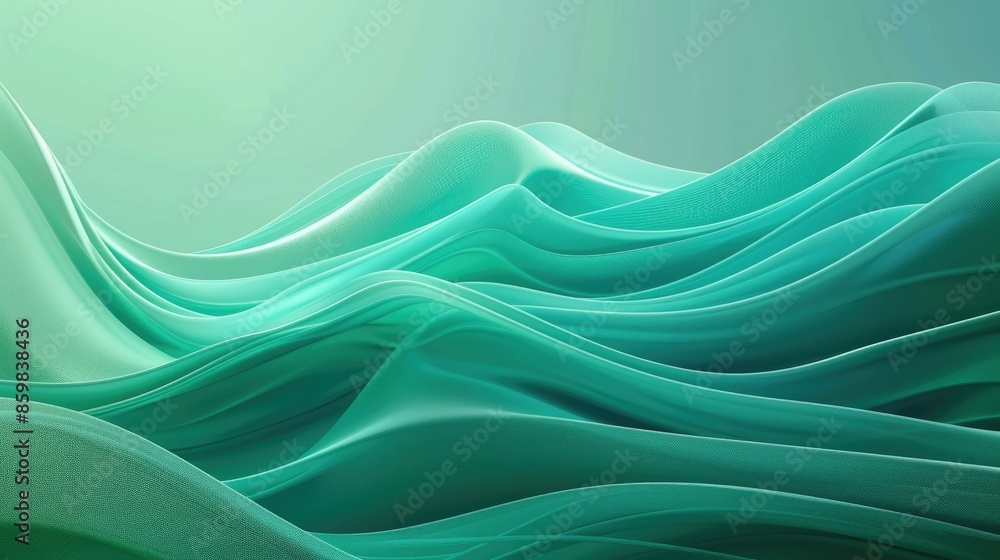Poster smooth green gradient background with elegant waves, ideal for tech and startup visuals