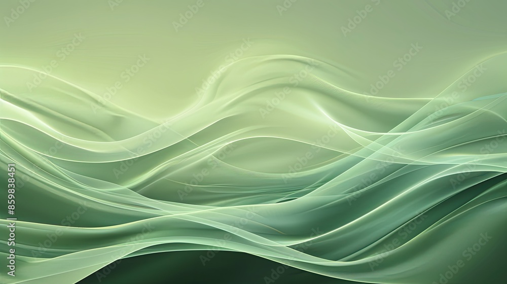 Poster smooth green gradient background with elegant waves, ideal for tech and startup visuals