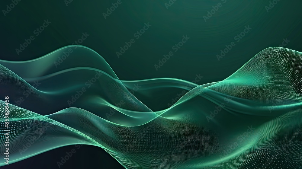 Poster smooth green gradient background with elegant waves, ideal for tech and startup visuals