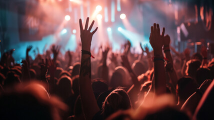 Many people raising hands