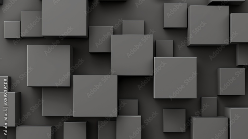 Poster abstract 3d render of a gray cube pattern.