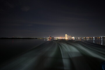 traffic on the highway at night