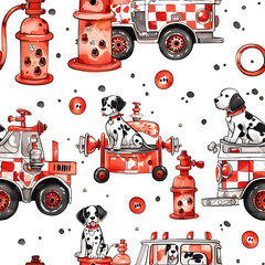 seamless pattern with firetruck 