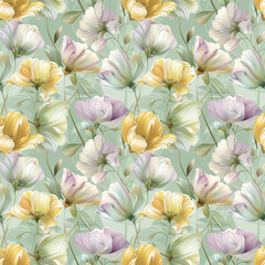 Floral variety color, form natural, seamless fabric pattern.