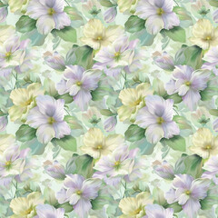 Floral variety color, form natural, seamless fabric pattern.