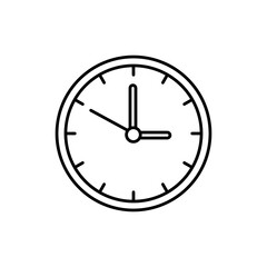 Wall clock line icon, linear style simple flat black illustration on white background..eps