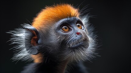 Fototapeta premium Red-shanked douc langurs, Pygathrix namaeus, detail portrait of cute rare andemic monkey in the nature habitat