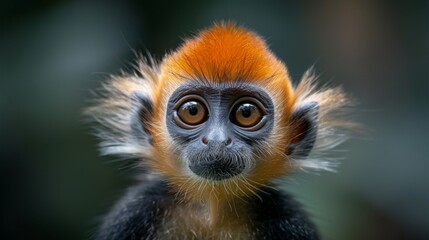 Obraz premium Red-shanked douc langurs, Pygathrix namaeus, detail portrait of cute rare andemic monkey in the nature habitat