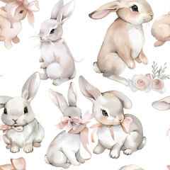 Cute Bunnies with Bows and Ribbons