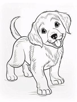 recommend clip art: An engaging outline of a cute puppy wagging its tail, ideal for children's coloring activities.