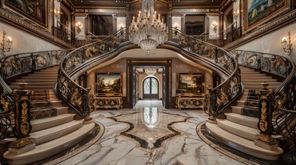 Obraz premium beautiful luxury stairs round shape stairs in house lounge 
