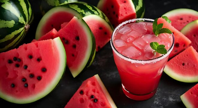 watermelon margarita with salt and watermelons