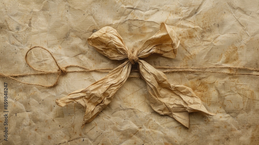 Poster string in bow on recycled paper