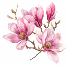 Obraz premium Pink Flowers Painting on White Background