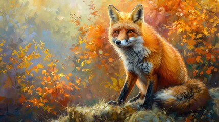 Fototapeta premium Majestic red fox in vibrant setting for conservation campaigns
