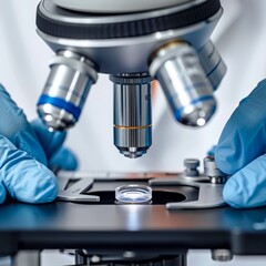 Close Up of Person Wearing Blue Gloves