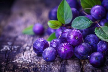 fresh bilberries closeup vibrant purple superfood on rustic wooden background healthy nutrition concept