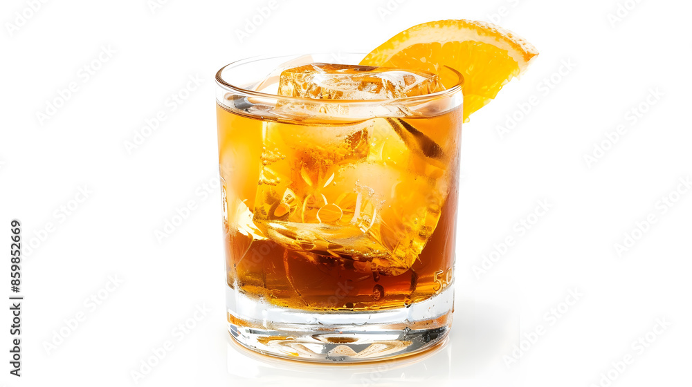 Poster old fashioned cocktail isolated on white background : generative ai