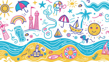 Bright Beach Day Doodles