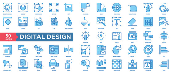 Digital Design Icon Collection Set. Easy To Use, Easy To Edit And Simple Line Vector Icons.