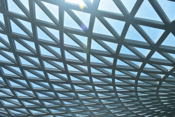 Rayong Thailand June 06 2024 Sky view Dome with windows. The clear glass roof can see through the sky. center of excellence for forest conservation. 