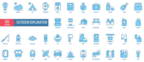 Outdoor Exploration Icon Collection Set. Easy To Use, Easy To Edit And Simple Line Vector Icons.